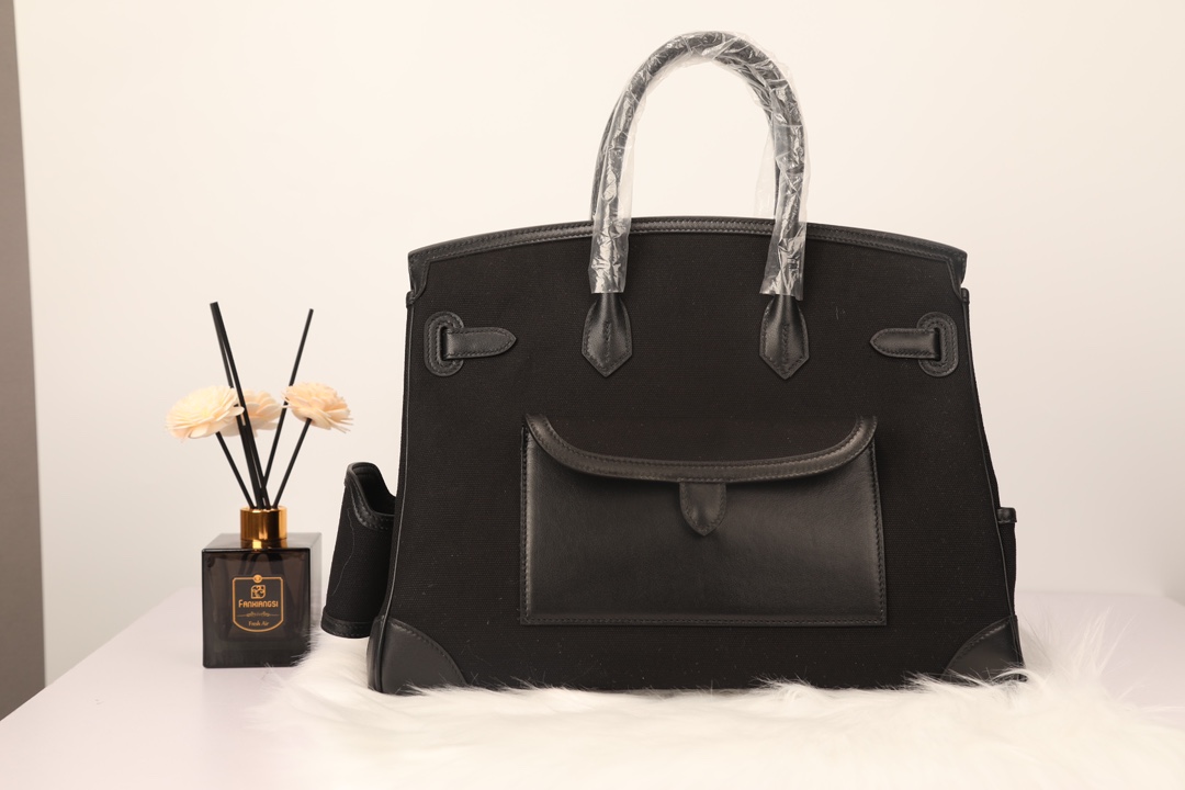 Hermes 原單 女款 Birkin 帆布拼皮口袋手提包 戶外機能風| 12 Hermes 原單 女款 Birkin 帆布拼皮口袋手提包 戶外機能風