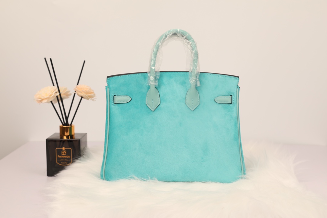 Hermes 高仿 女款 Birkin 湖水藍麂皮拼皮手提包 清新輕奢風| 12 Hermes 高仿 女款 Birkin 湖水藍麂皮拼皮手提包 清新輕奢風