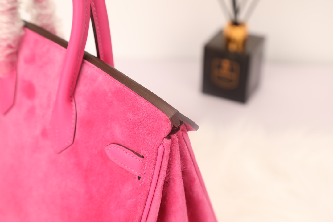 Hermes 高仿 女款 Birkin 玫紅麂皮手提包 吸睛時尚亮色款| 18 Hermes 高仿 女款 Birkin 玫紅麂皮手提包 吸睛時尚亮色款