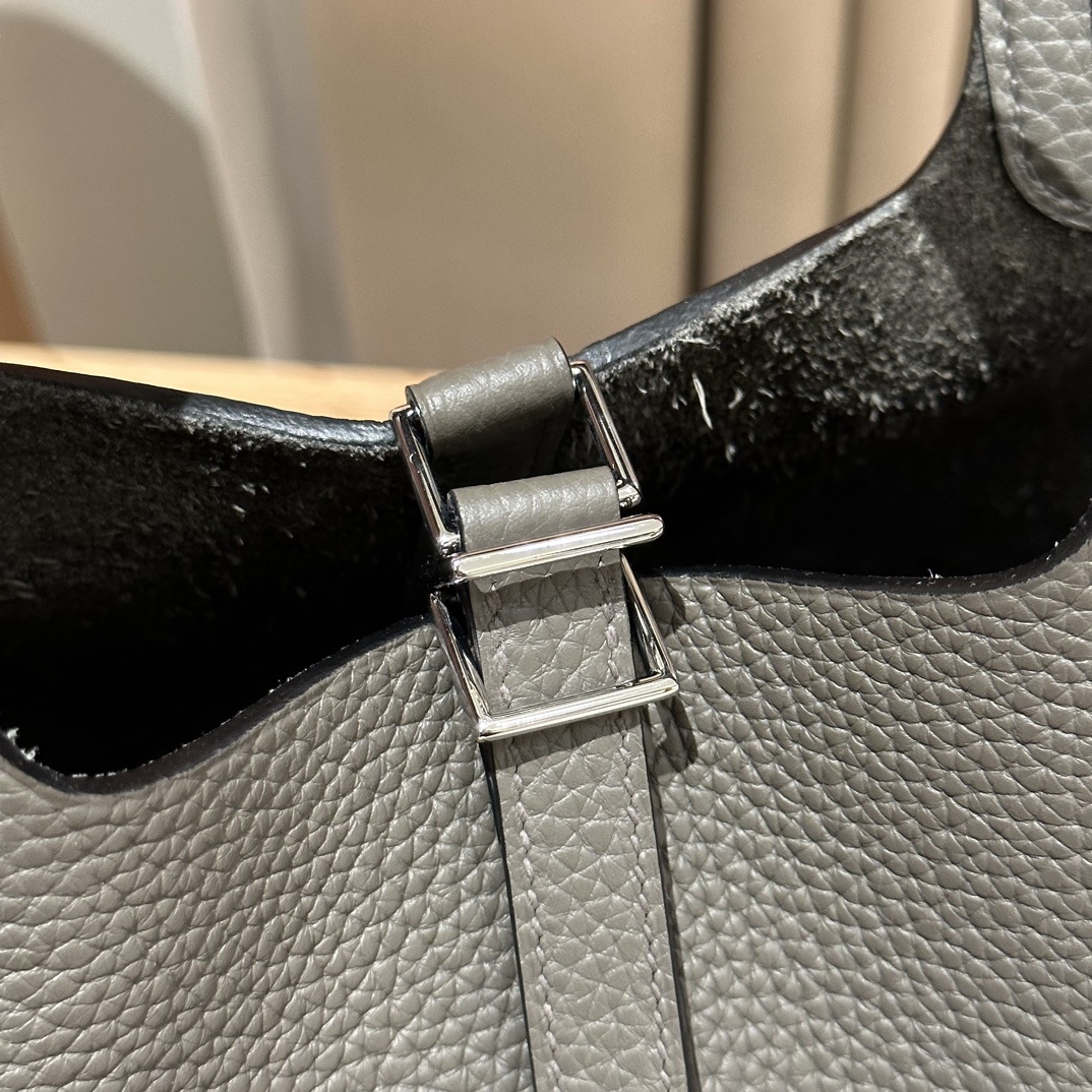 Hermes 原單 女款 Picotin Lock 手提包 灰色水桶包 簡約百搭風| 11 Hermes 原單 女款 Picotin Lock 手提包 灰色水桶包 簡約百搭風