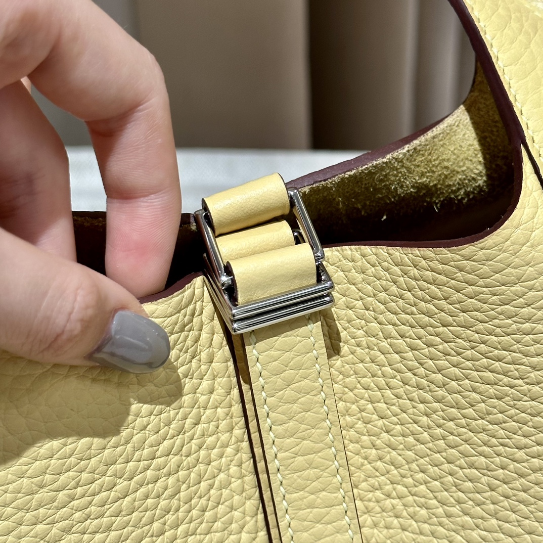 Hermes A貨 女款 Picotin Lock 手提包 淡黃色水桶包 清新時尚風| 13 Hermes A貨 女款 Picotin Lock 手提包 淡黃色水桶包 清新時尚風