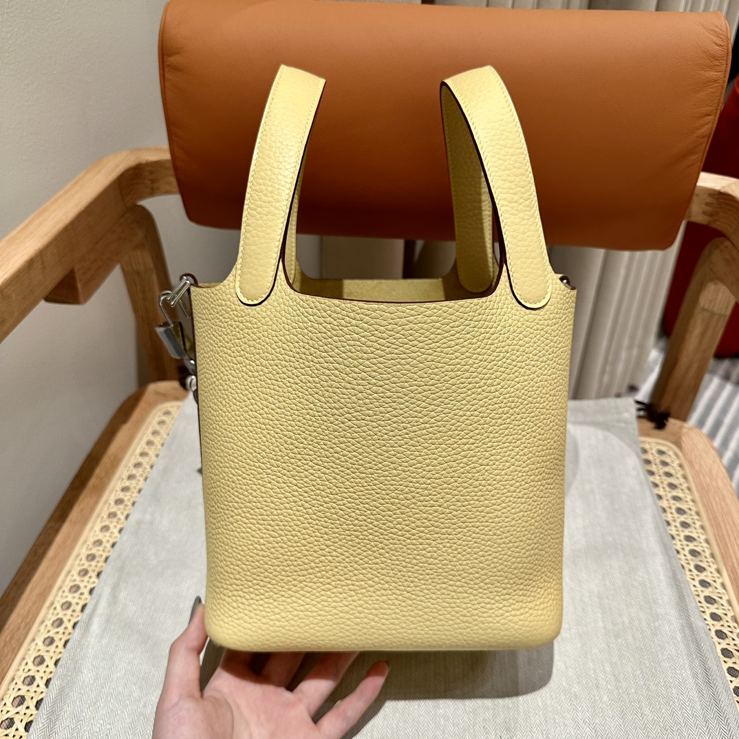 Hermes A貨 女款 Picotin Lock 手提包 淡黃色水桶包 清新時尚風| 7 Hermes A貨 女款 Picotin Lock 手提包 淡黃色水桶包 清新時尚風