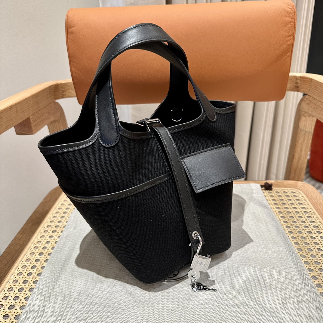 Hermes 高仿 女款 Picotin Lock 帆布手提包 黑色百搭款 輕奢風| 10 Hermes 高仿 女款 Picotin Lock 帆布手提包 黑色百搭款 輕奢風