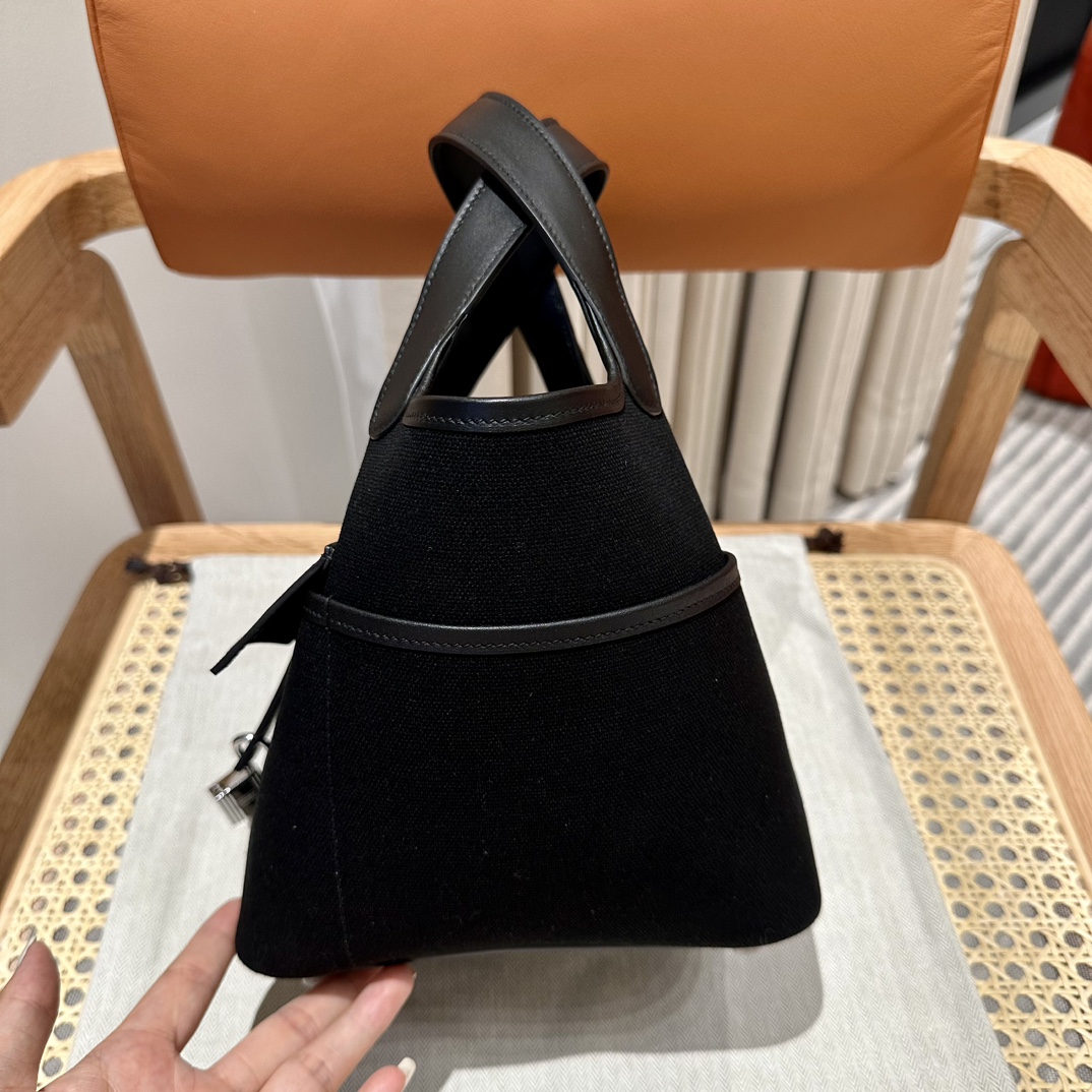 Hermes 高仿 女款 Picotin Lock 帆布手提包 黑色百搭款 輕奢風| 7 Hermes 高仿 女款 Picotin Lock 帆布手提包 黑色百搭款 輕奢風