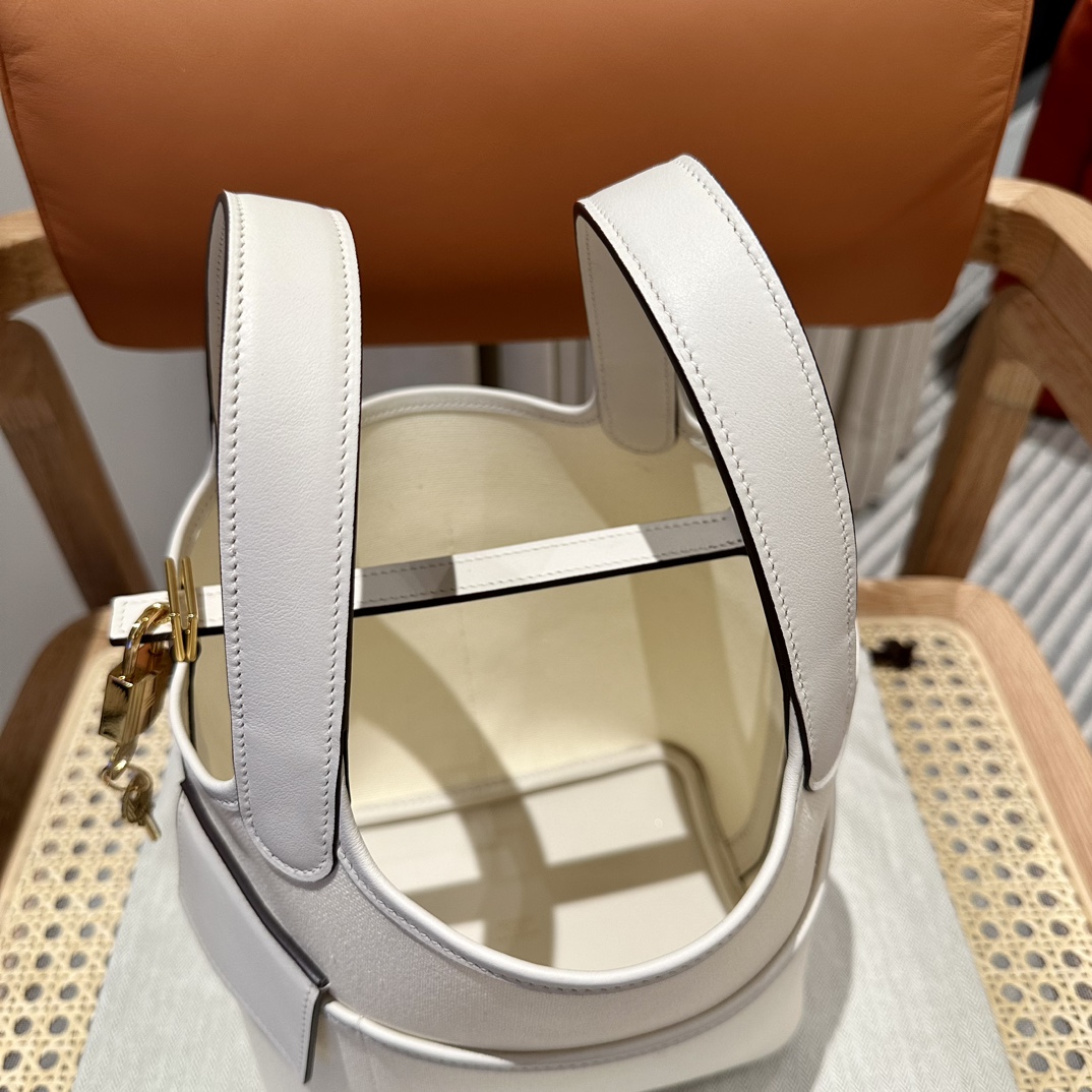 Hermes 一比一 女款 Picotin Lock 帆布拼皮手提包 米白色氣質款| 9 Hermes 一比一 女款 Picotin Lock 帆布拼皮手提包 米白色氣質款