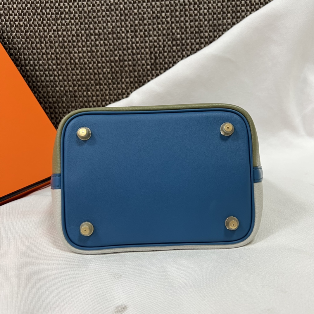 Hermes 原單 女款 Picotin Lock 拼色手提包 綠白藍撞色設計款| 7 Hermes 原單 女款 Picotin Lock 拼色手提包 綠白藍撞色設計款