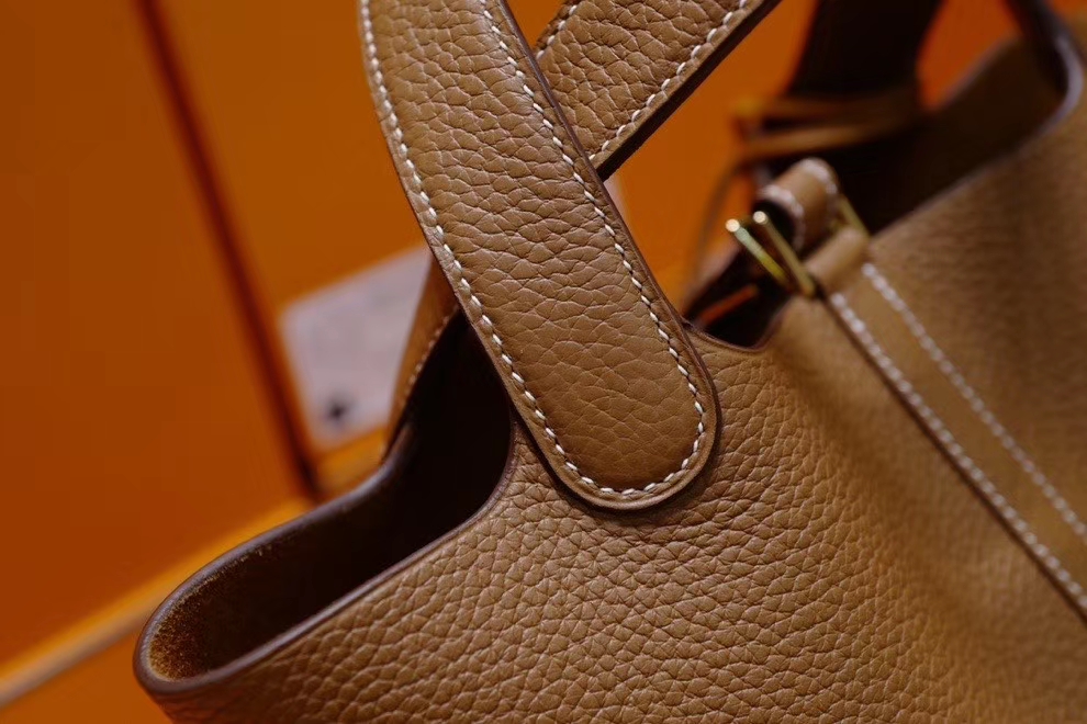Hermes A貨 女款 Picotin Lock 手提包 棕色全皮水桶包 經典耐看款| 7 Hermes A貨 女款 Picotin Lock 手提包 棕色全皮水桶包 經典耐看款