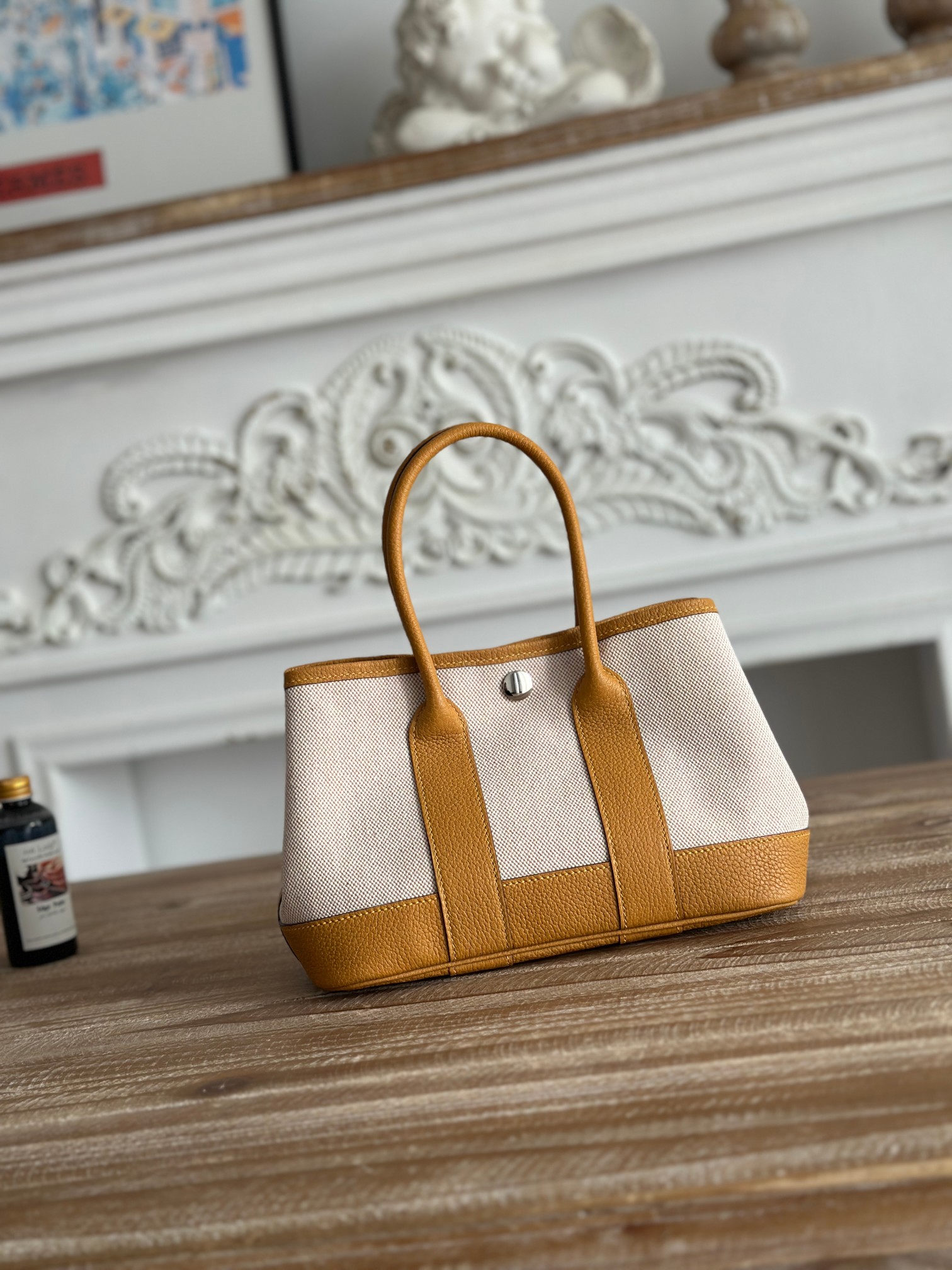Hermes 高仿 Garden Party 棕色拼帆布手提包 女款經典托特包