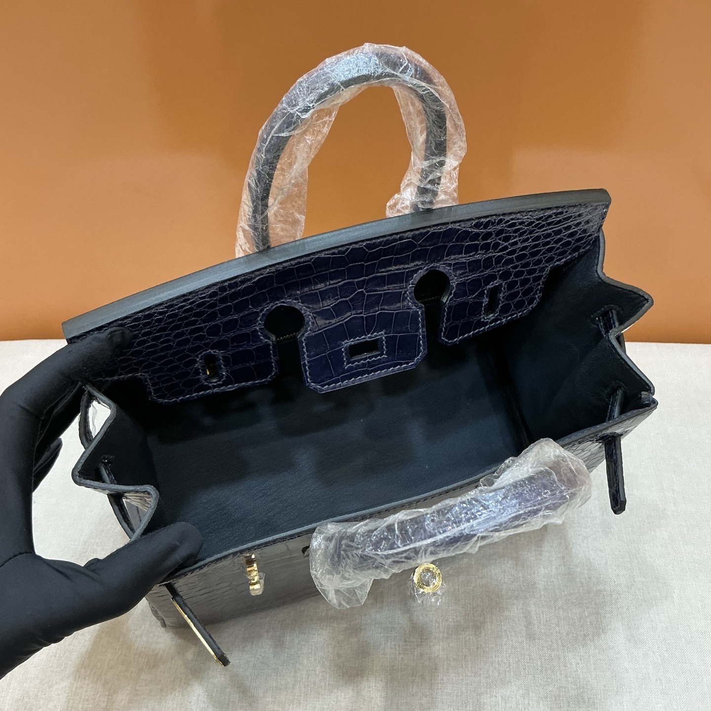 Hermes A貨 女款 Birkin 鱷魚紋手提包 深藍高級款| 13 Hermes A貨 女款 Birkin 鱷魚紋手提包 深藍高級款