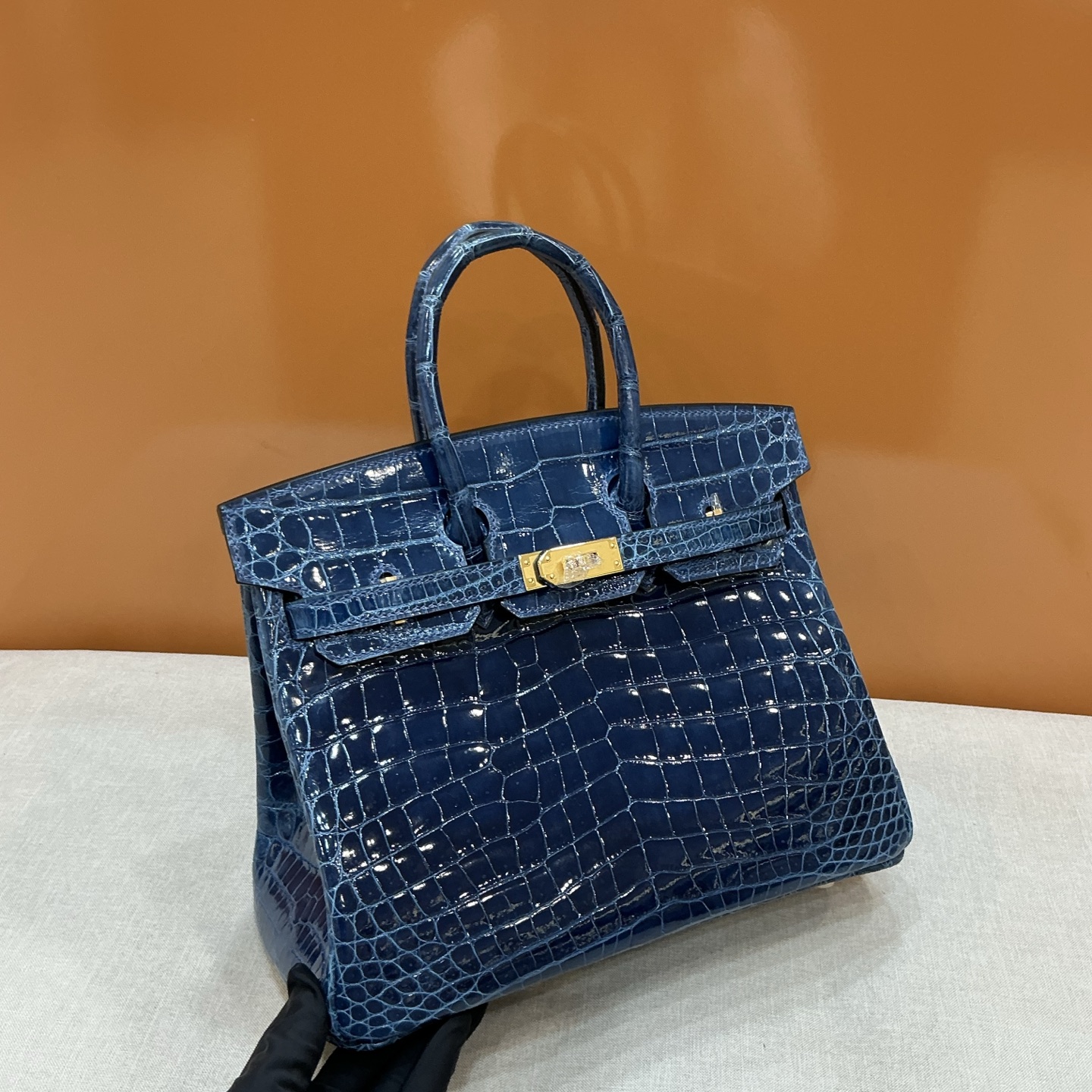 Hermes A貨 女款 Birkin 鱷魚紋手提包 深藍高級款| 10 Hermes A貨 女款 Birkin 鱷魚紋手提包 深藍高級款