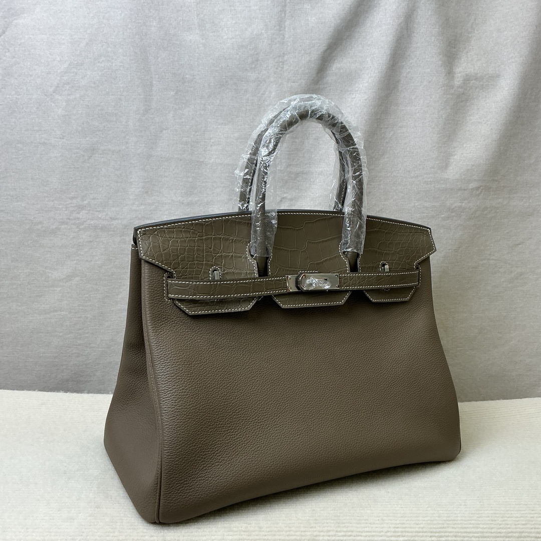 Hermes 高仿 女款 Birkin 手提包 灰棕拼接款 百搭輕奢風| 10 Hermes 高仿 女款 Birkin 手提包 灰棕拼接款 百搭輕奢風