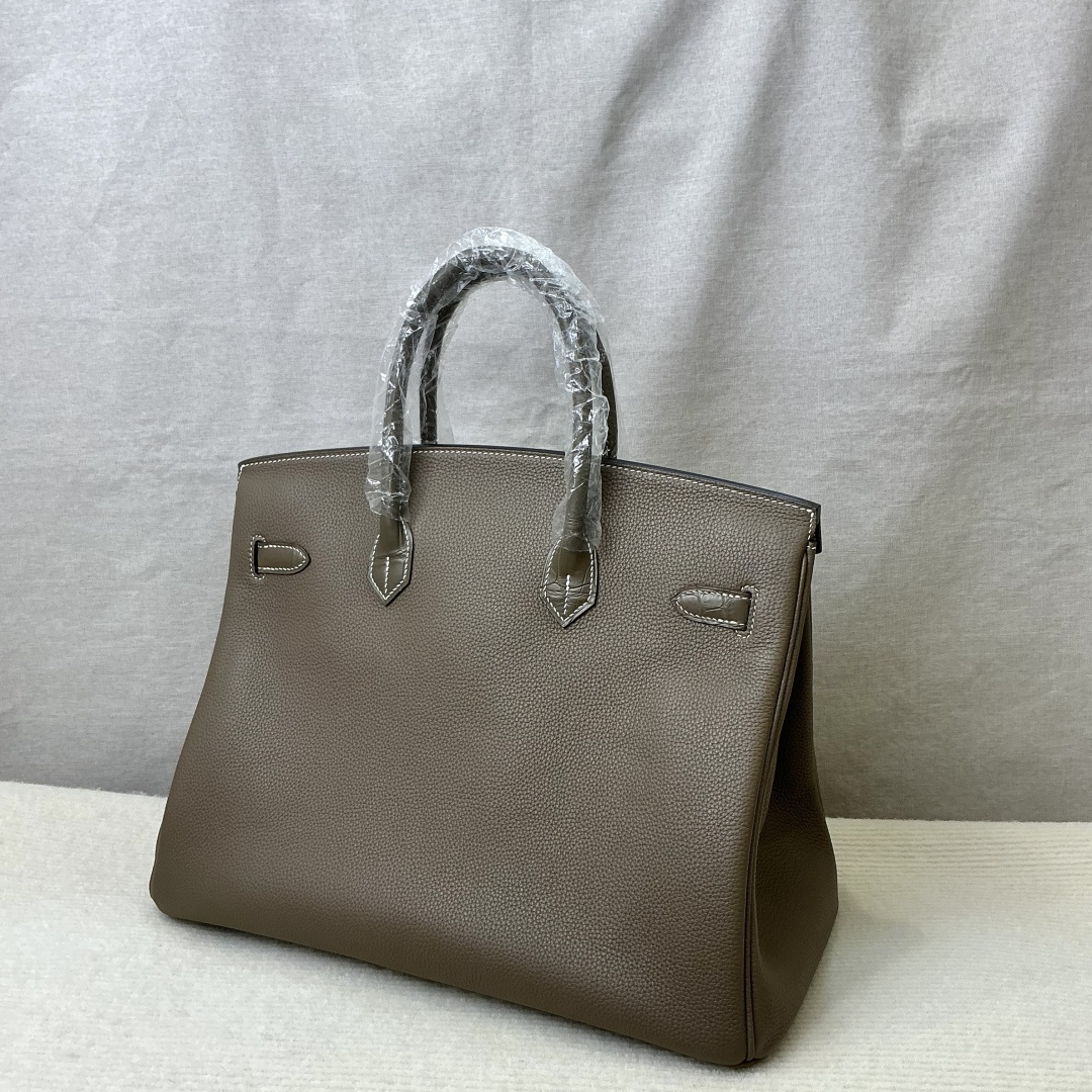 Hermes 高仿 女款 Birkin 手提包 灰棕拼接款 百搭輕奢風| 9 Hermes 高仿 女款 Birkin 手提包 灰棕拼接款 百搭輕奢風