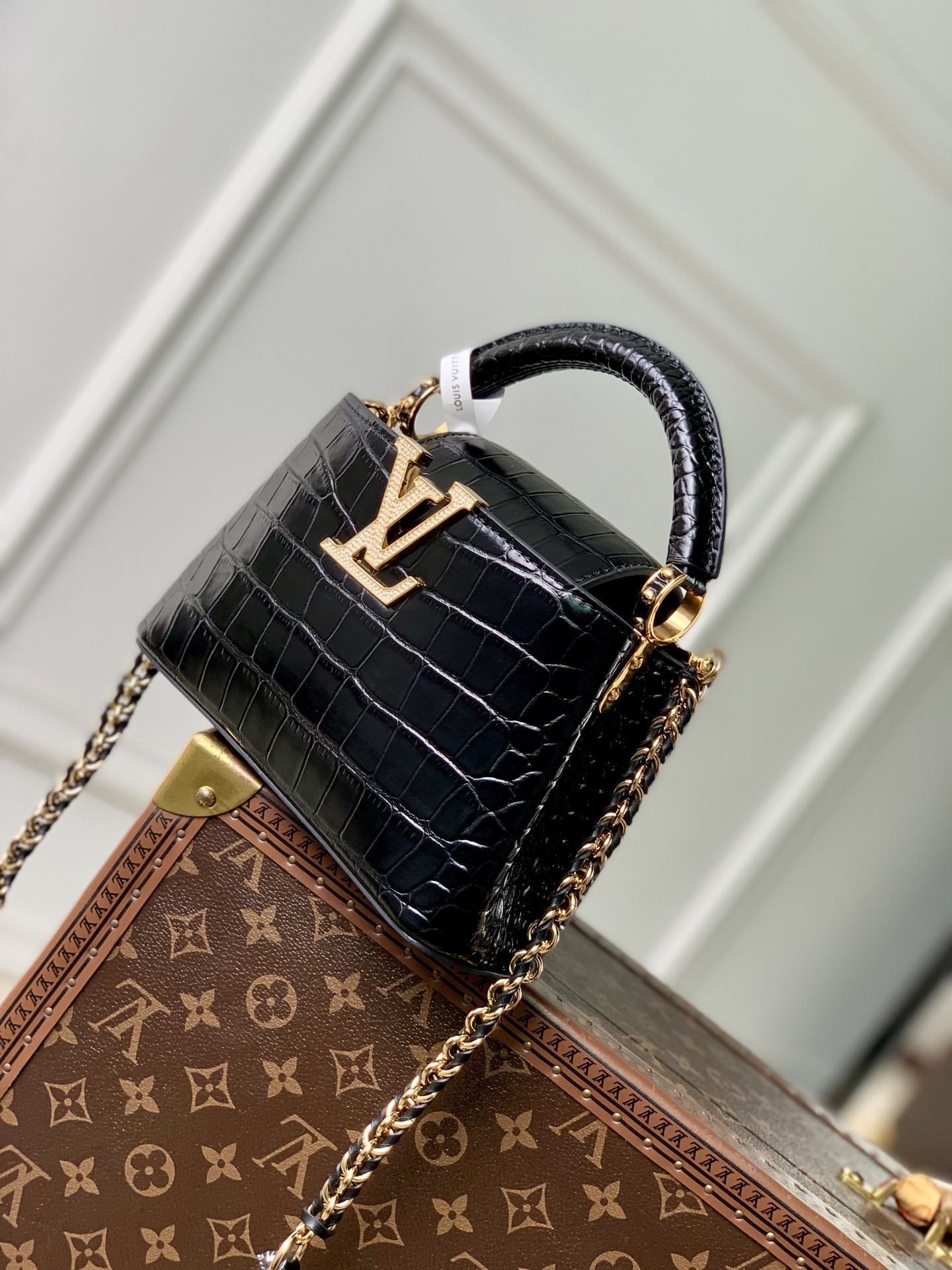 LV A貨 女款 Capucines 鱷魚紋迷你鏈條包 氣質百搭斜背包| 14 LV A貨 女款 Capucines 鱷魚紋迷你鏈條包 氣質百搭斜背包