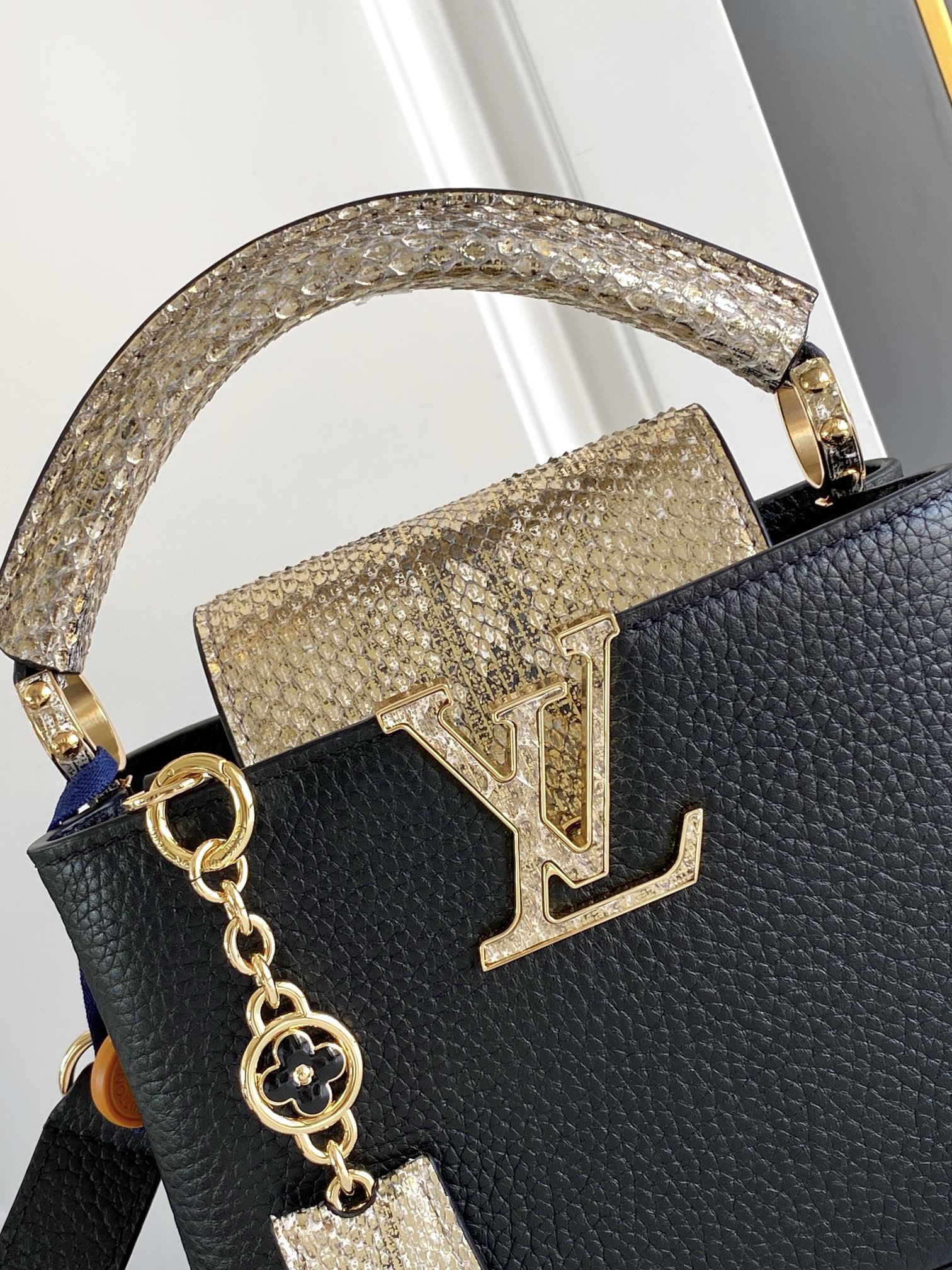 LV 高仿 女款 Capucines 黑色蛇紋手提包 經典斜背包| 11 LV 高仿 女款 Capucines 黑色蛇紋手提包 經典斜背包