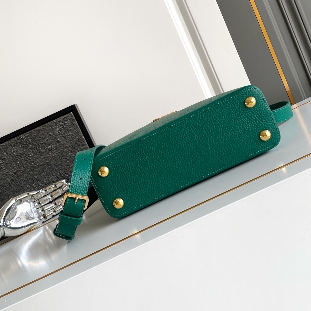 LV 高仿 女款 Capucines 深綠蛇紋手提包 經典斜背包| 12 LV 高仿 女款 Capucines 深綠蛇紋手提包 經典斜背包