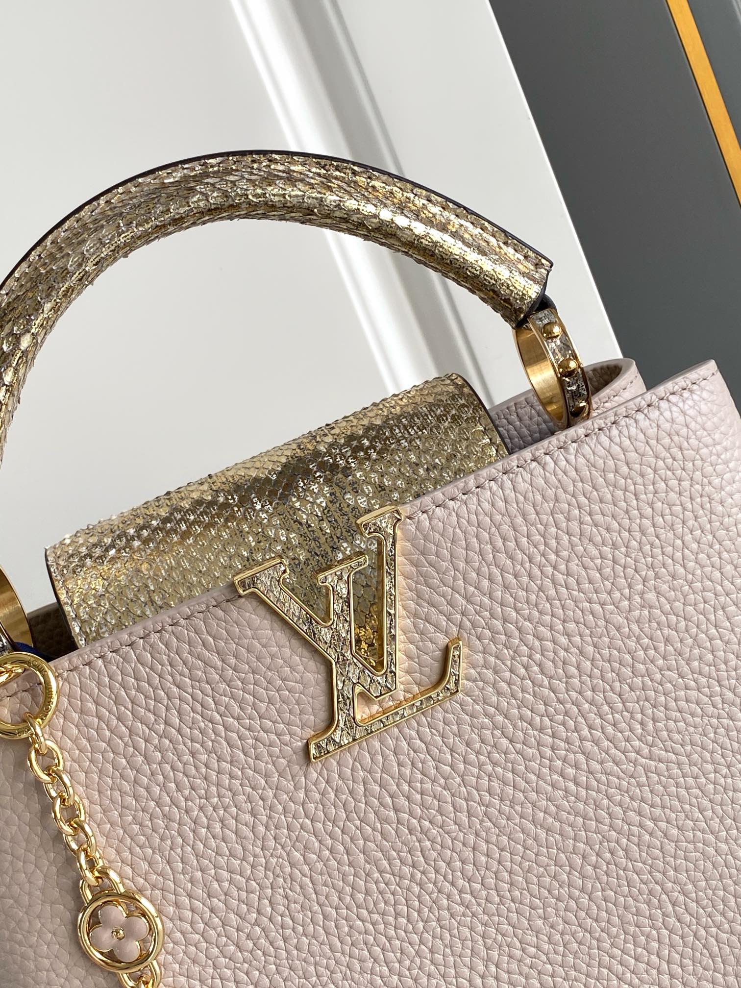 LV 原單 女款 Capucines 米灰蛇紋手提包 高級斜背包| 11 LV 原單 女款 Capucines 米灰蛇紋手提包 高級斜背包
