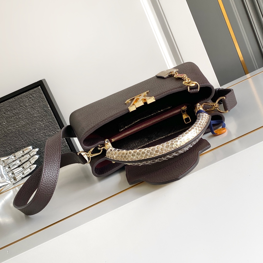 LV A貨 女款 Capucines 深咖蛇紋手提包 經典斜背包| 8 LV A貨 女款 Capucines 深咖蛇紋手提包 經典斜背包