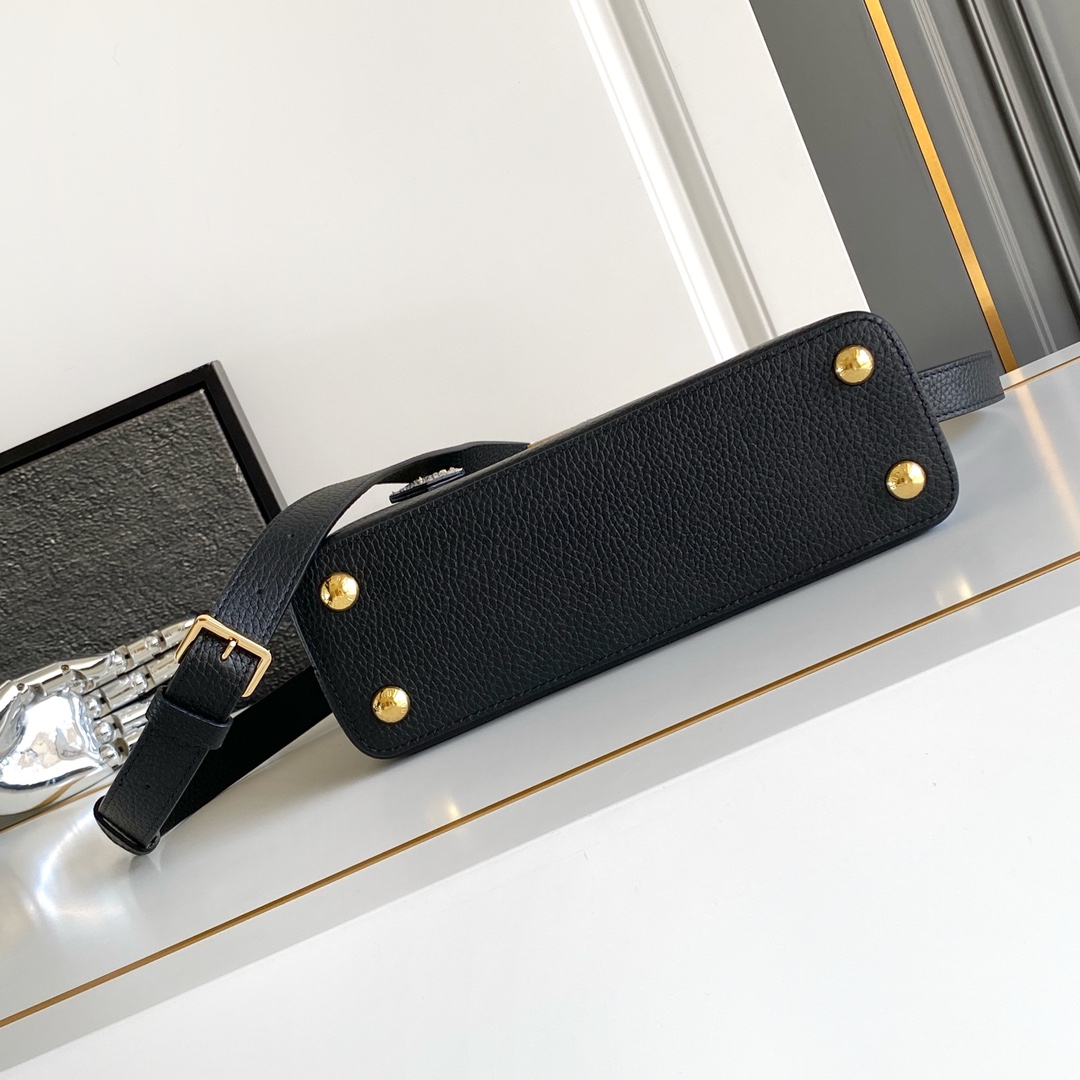 LV 高仿 女款 Capucines 黑金蛇紋手提包 商務風斜背包| 12 LV 高仿 女款 Capucines 黑金蛇紋手提包 商務風斜背包