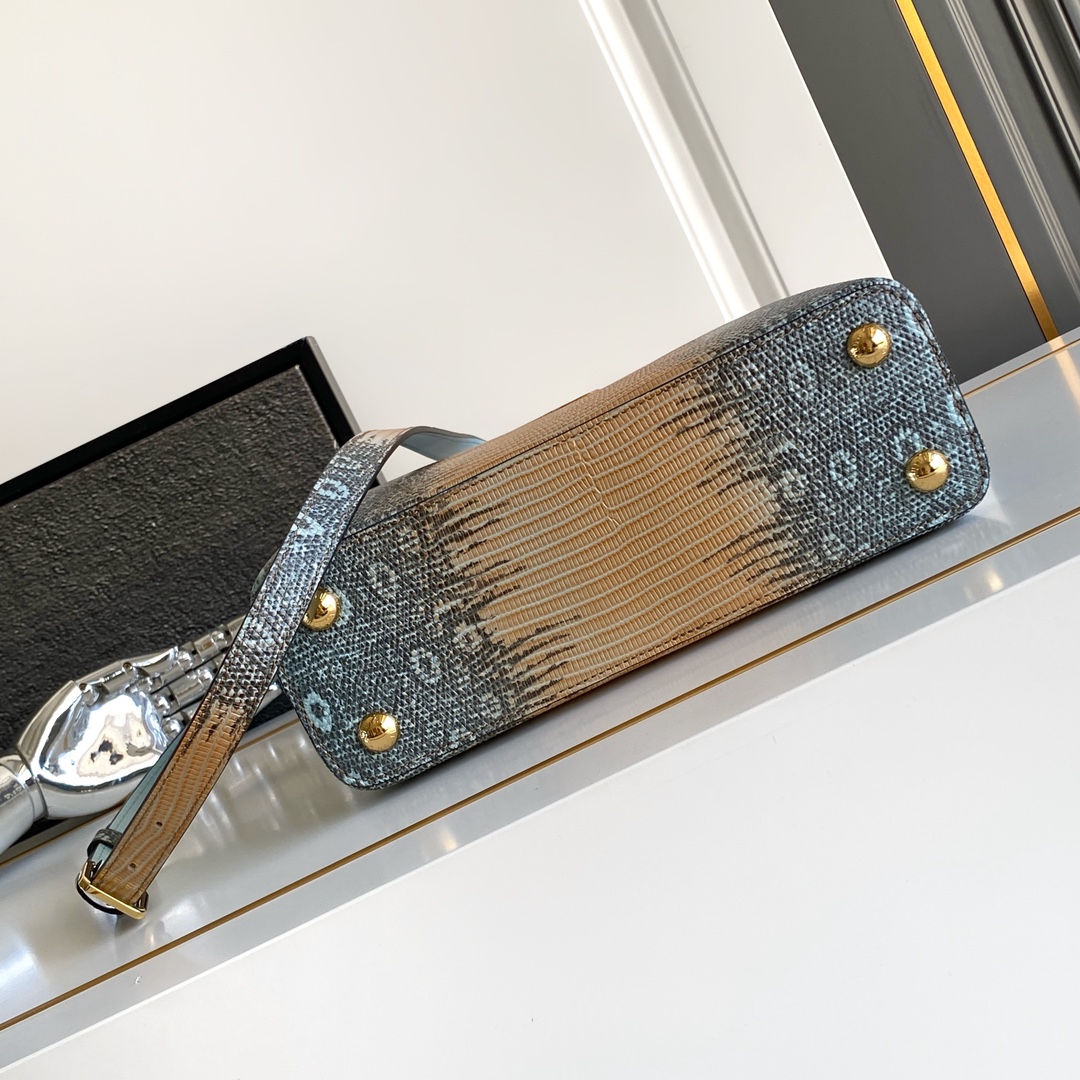 LV 高仿 女款 Capucines 粉色蛇紋手提包 氣質斜背包| 12 LV 高仿 女款 Capucines 粉色蛇紋手提包 氣質斜背包