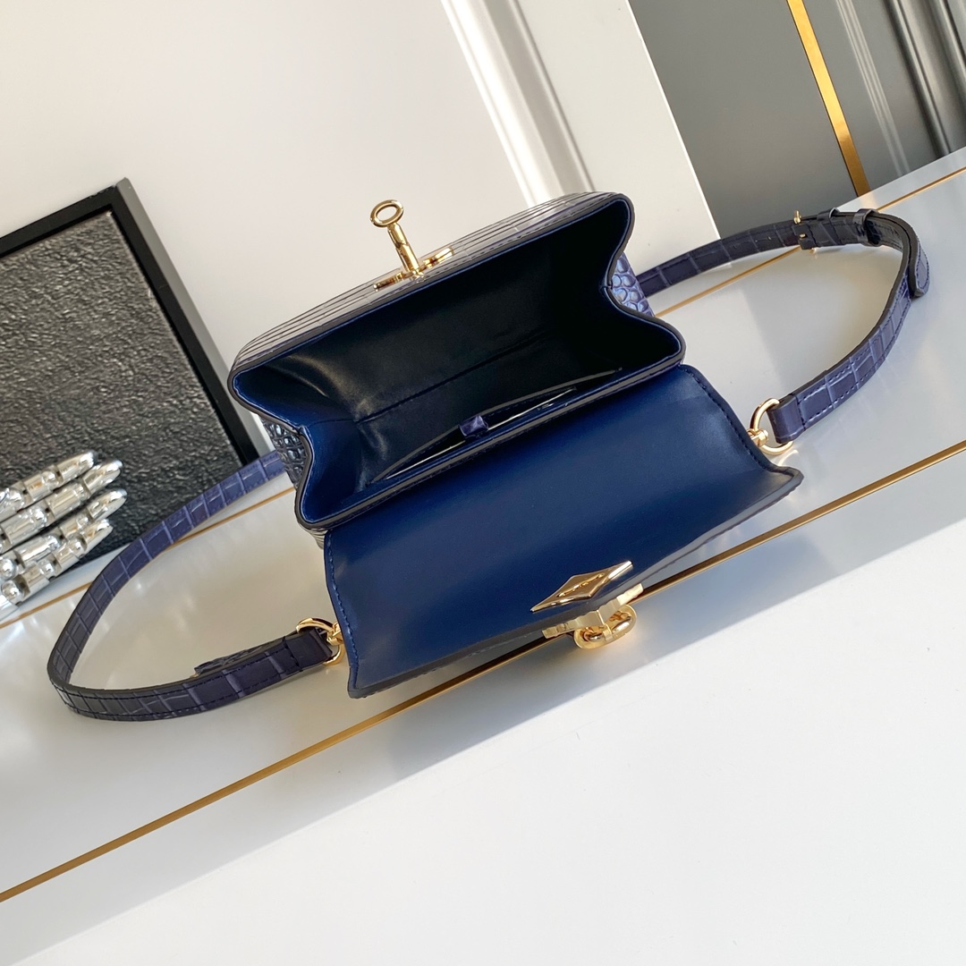 LV 原單 女款 Capucines 深藍鱷魚紋手提包 高級斜背包| 8 LV 原單 女款 Capucines 深藍鱷魚紋手提包 高級斜背包