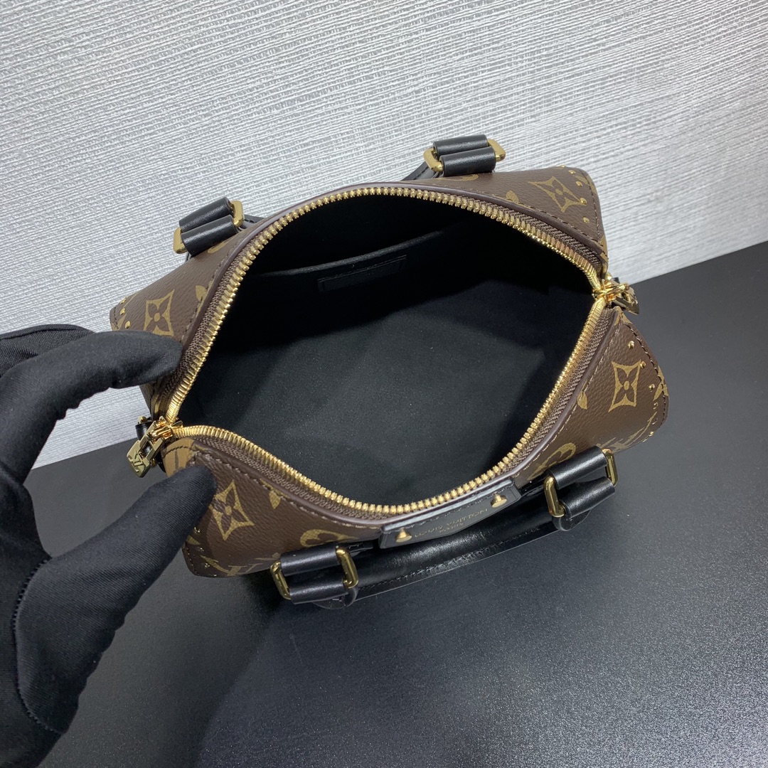 LV一比一老花迷你Speedy波士頓包 鏈條設計斜背手提兩用精緻小包| 13 LV一比一老花迷你Speedy波士頓包 鏈條設計斜背手提兩用精緻小包