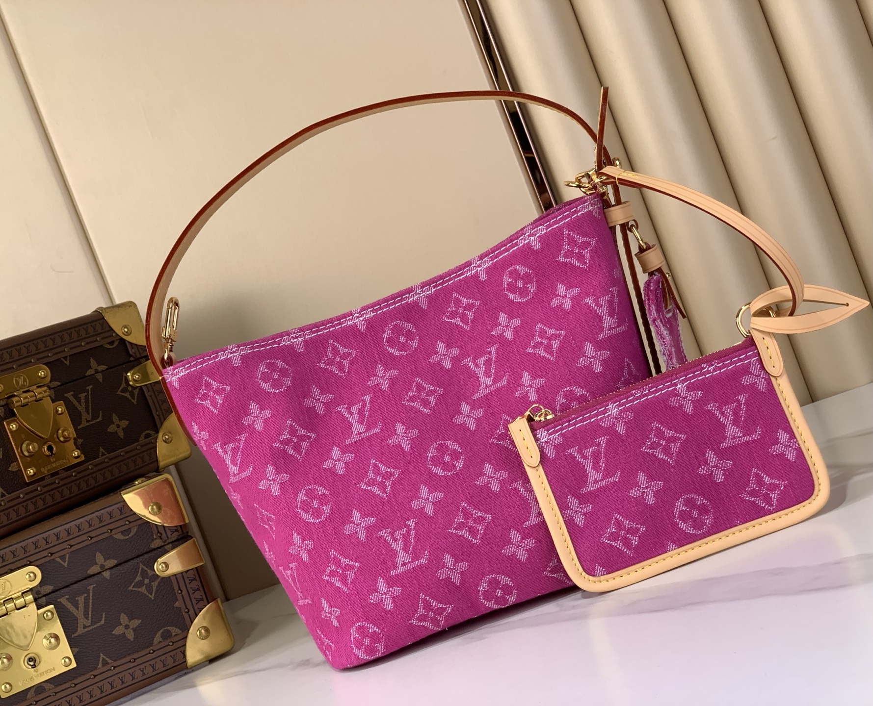 LV A貨粉色老花肩背包 雙包設計單肩斜背甜美百搭時尚款| 13 LV A貨粉色老花肩背包 雙包設計單肩斜背甜美百搭時尚款