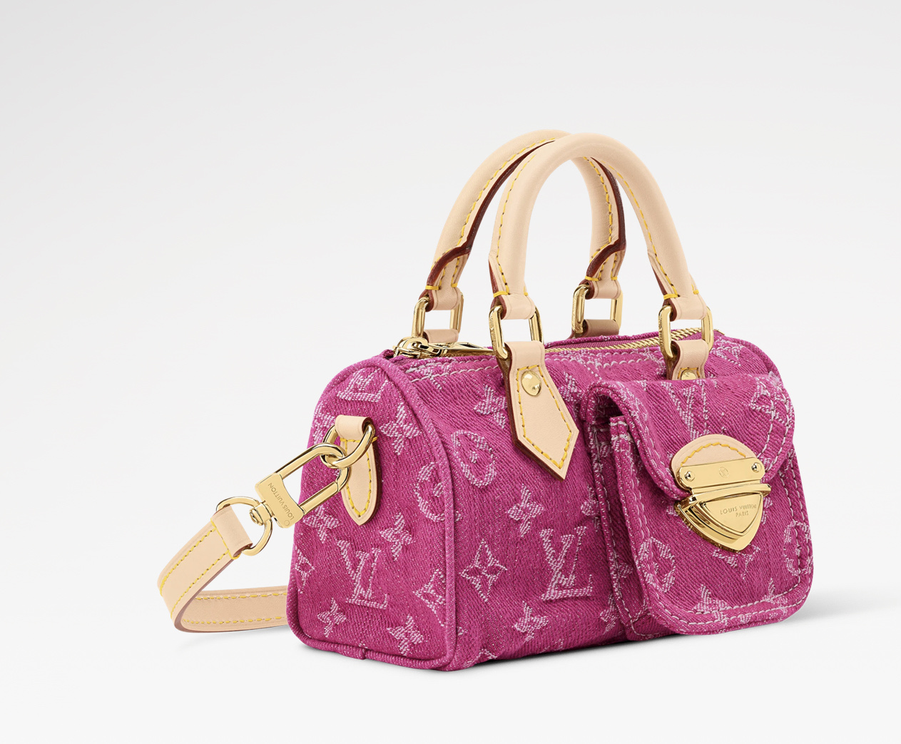 LV 原單 女款 Denim Nano Speedy 粉色丹寧手提斜背包 迷你百搭款| 14 LV 原單 女款 Denim Nano Speedy 粉色丹寧手提斜背包 迷你百搭款
