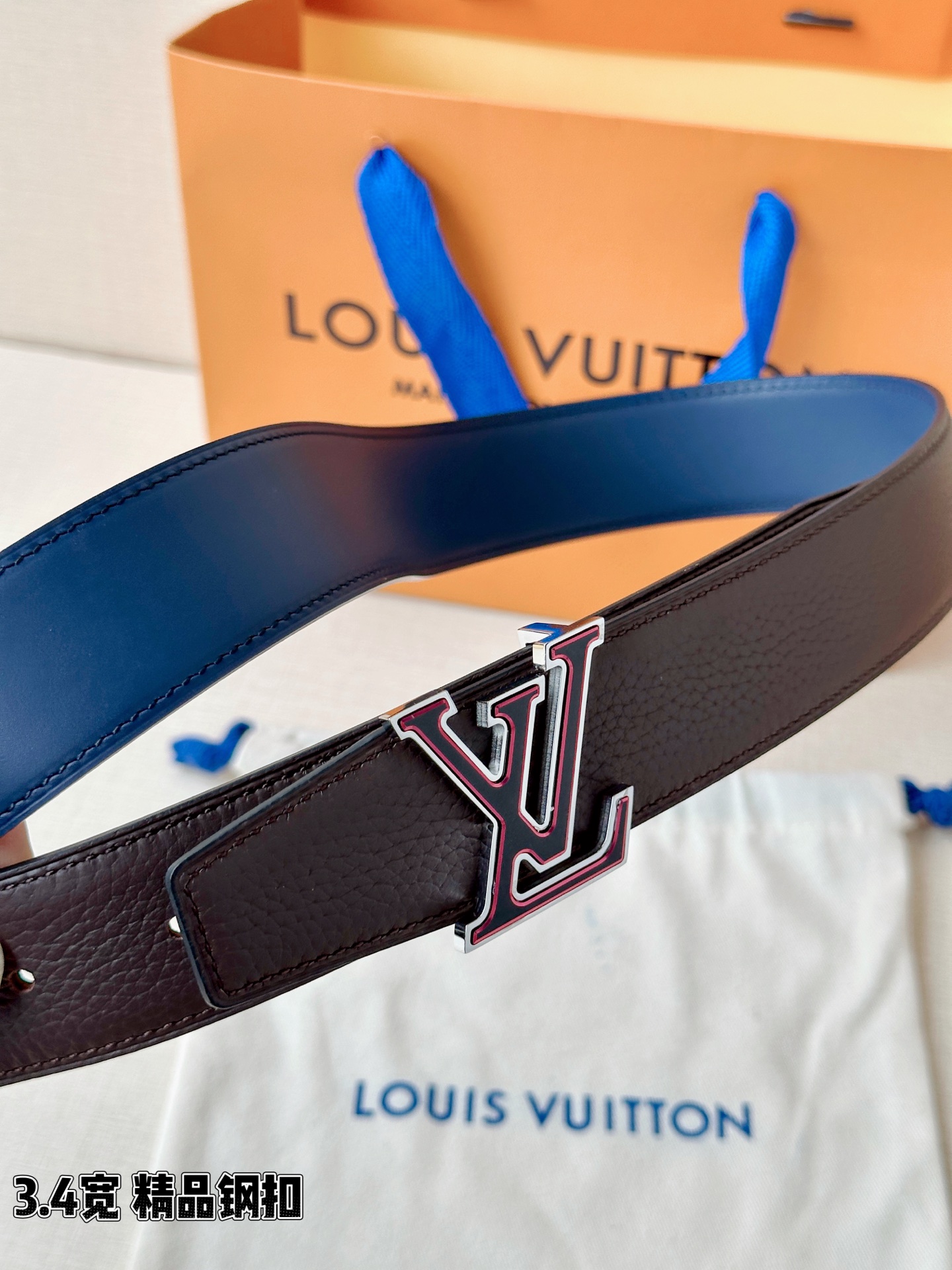 LV 一比一 男款 黑色LV扣皮帶 3.4cm商務經典復刻款| 13 LV 一比一 男款 黑色LV扣皮帶 3.4cm商務經典復刻款