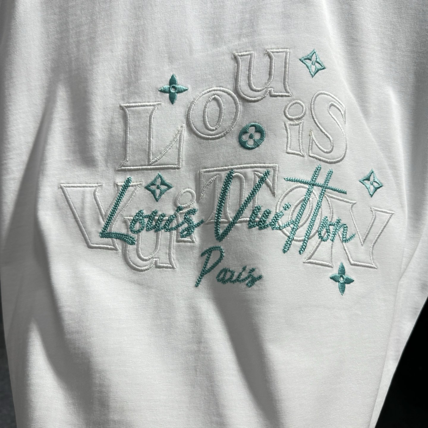 LV 高仿白色薄荷綠立體字樣短袖|夏日清爽百搭款| 11 LV 高仿白色薄荷綠立體字樣短袖|夏日清爽百搭款