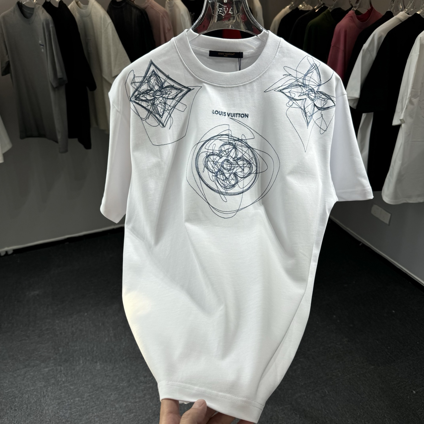 LV 一比一多點幾何線條印花短袖|高級感極簡白 Tee| 14 LV 一比一多點幾何線條印花短袖|高級感極簡白 Tee