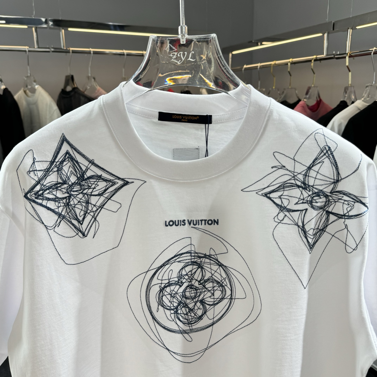 LV 一比一多點幾何線條印花短袖|高級感極簡白 Tee| 13 LV 一比一多點幾何線條印花短袖|高級感極簡白 Tee