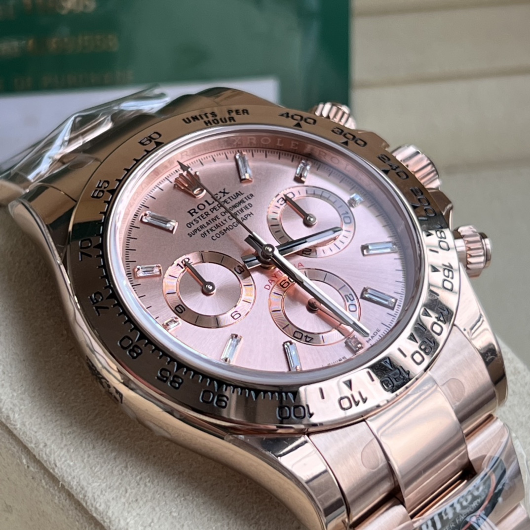 Rolex A貨 男款 Daytona 玫瑰金粉面計時腕錶 奢華商務風| 12 Rolex A貨 男款 Daytona 玫瑰金粉面計時腕錶 奢華商務風