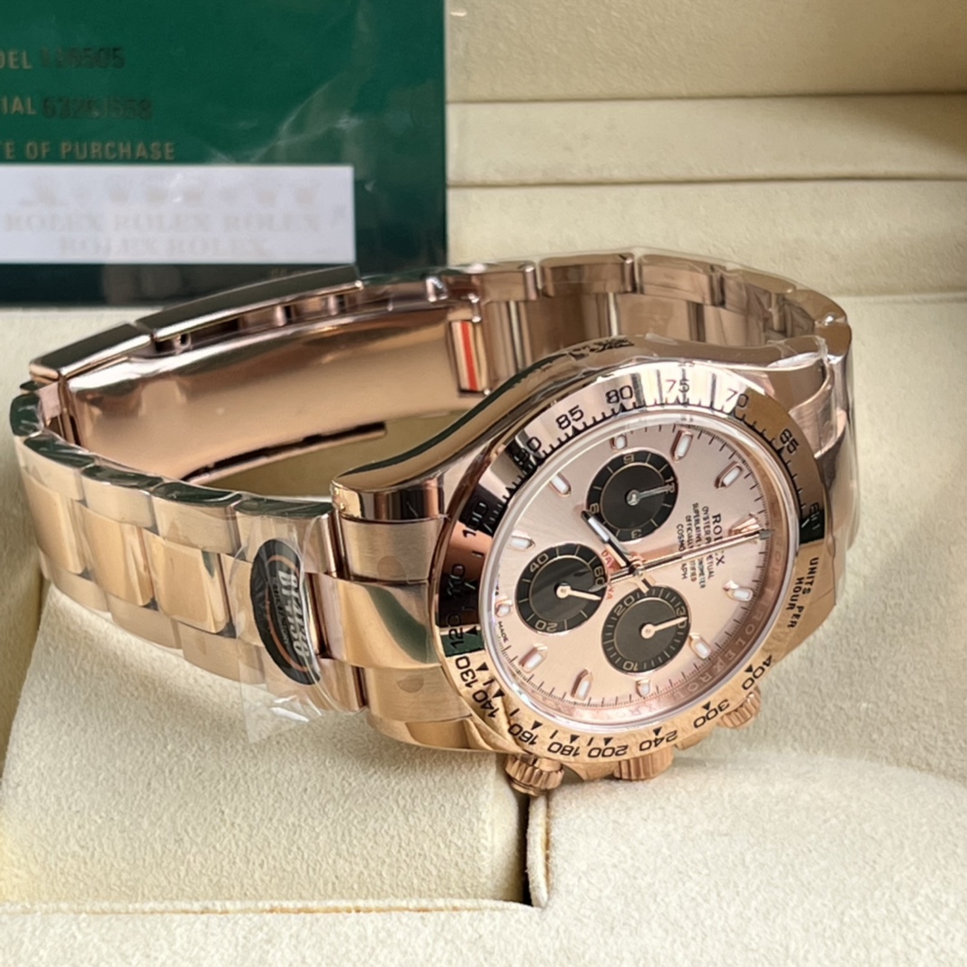 Rolex 高仿 男款 Daytona 白面玫瑰金計時腕錶 經典百搭款| 9 Rolex 高仿 男款 Daytona 白面玫瑰金計時腕錶 經典百搭款