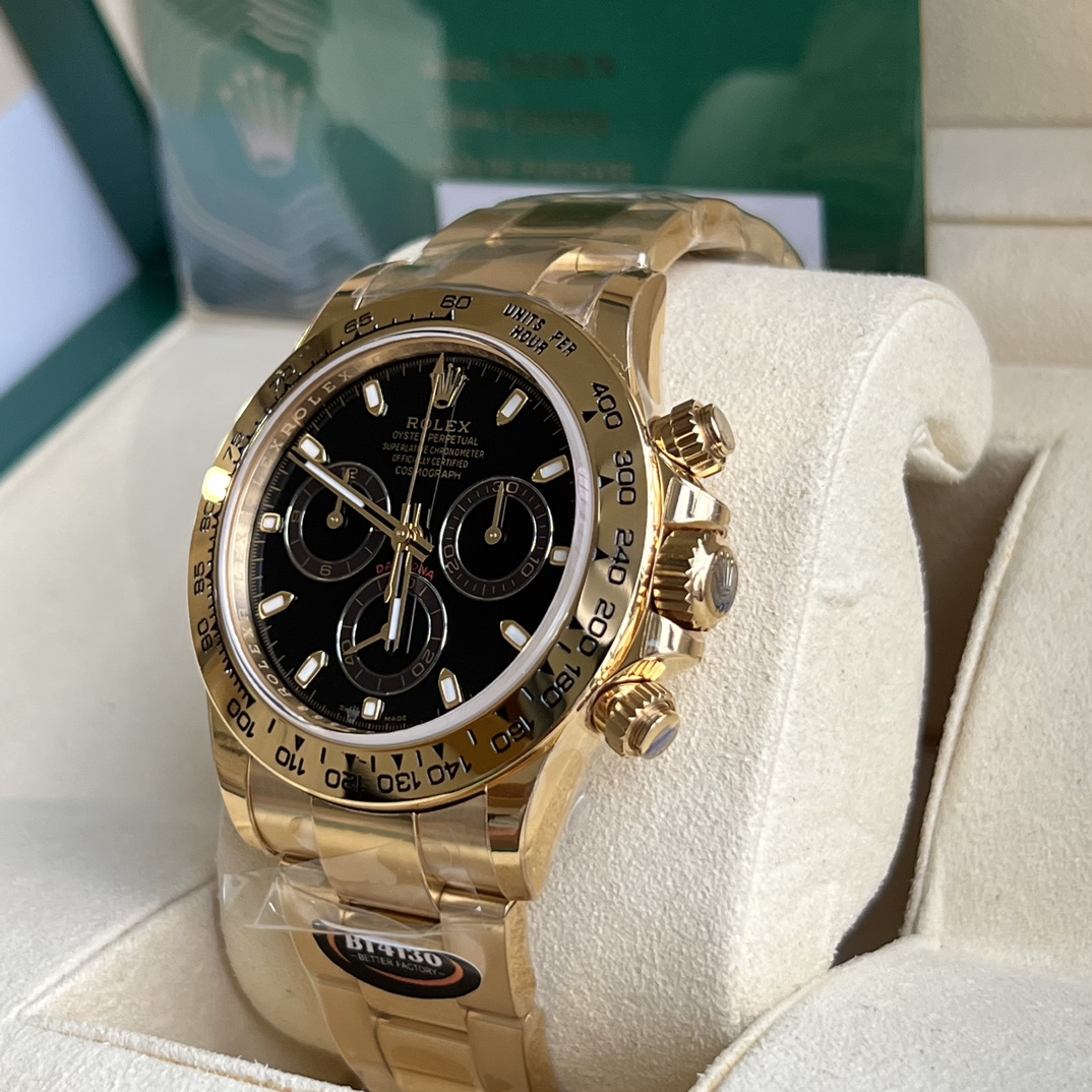 Rolex 高仿 男款 Daytona 黑面金殼鋼帶計時腕錶 經典奢華商務風| 14 Rolex 高仿 男款 Daytona 黑面金殼鋼帶計時腕錶 經典奢華商務風