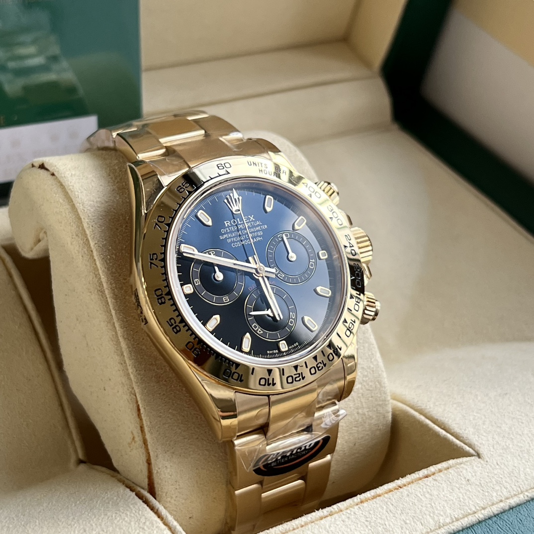 Rolex 高仿 男款 Daytona 黑面金殼鋼帶計時腕錶 經典奢華商務風| 13 Rolex 高仿 男款 Daytona 黑面金殼鋼帶計時腕錶 經典奢華商務風