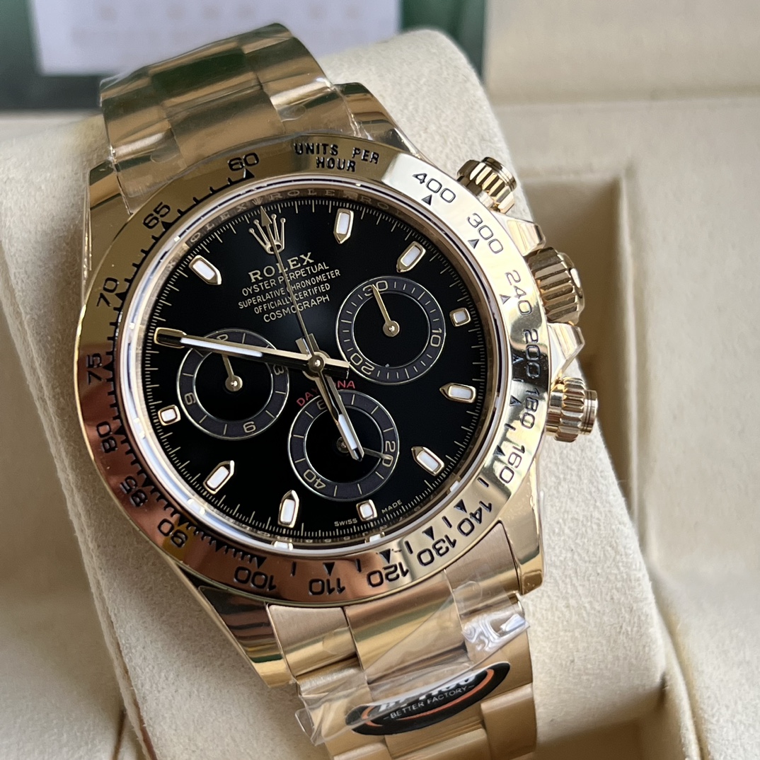 Rolex 高仿 男款 Daytona 黑面金殼鋼帶計時腕錶 經典奢華商務風| 12 Rolex 高仿 男款 Daytona 黑面金殼鋼帶計時腕錶 經典奢華商務風
