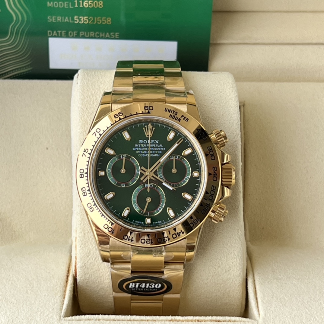 Rolex 一比一 男款 Daytona 綠面金殼鋼帶計時腕錶 高辨識奢華潮流款