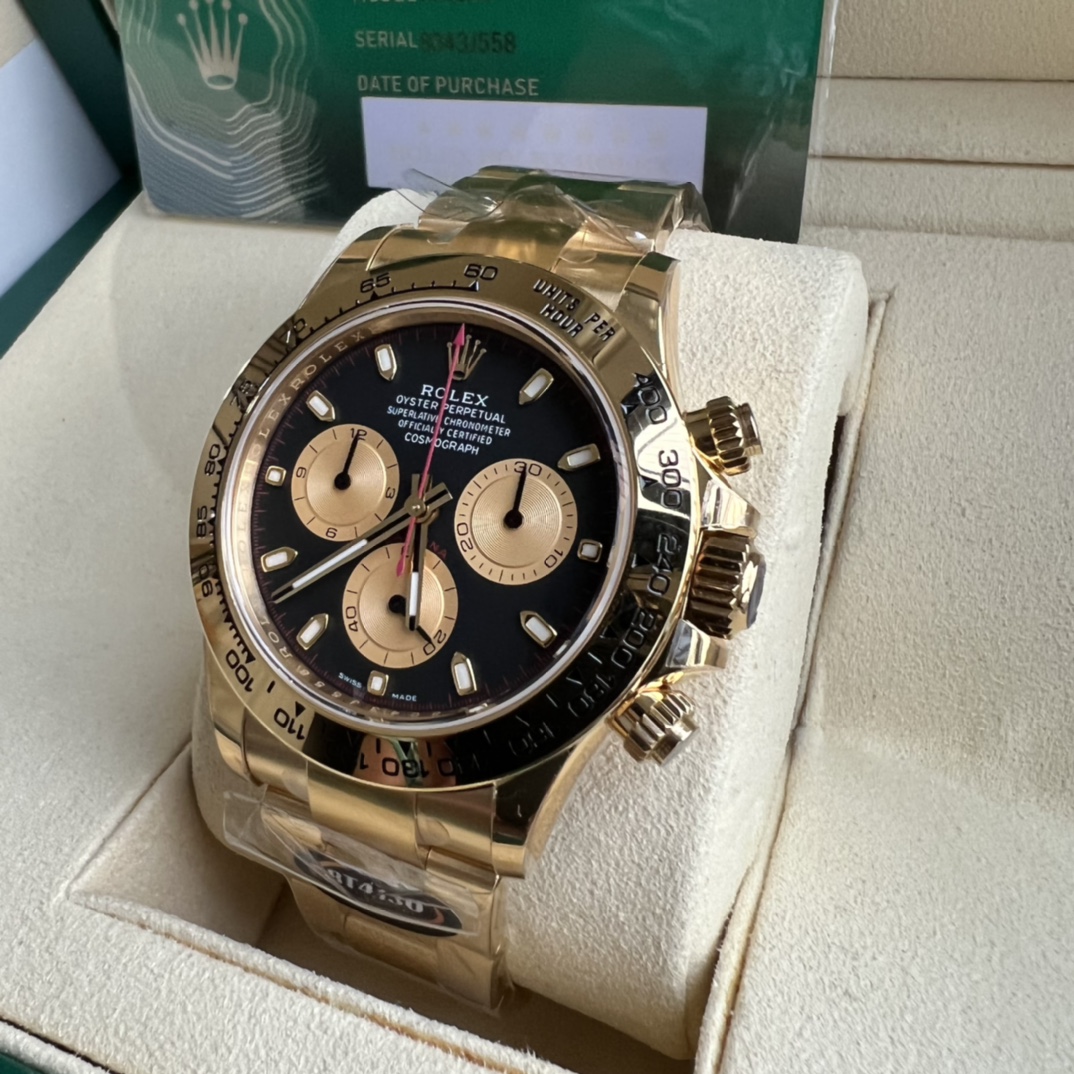 Rolex 原單 男款 Daytona 黑面金三眼計時腕錶 經典運動商務款| 14 Rolex 原單 男款 Daytona 黑面金三眼計時腕錶 經典運動商務款