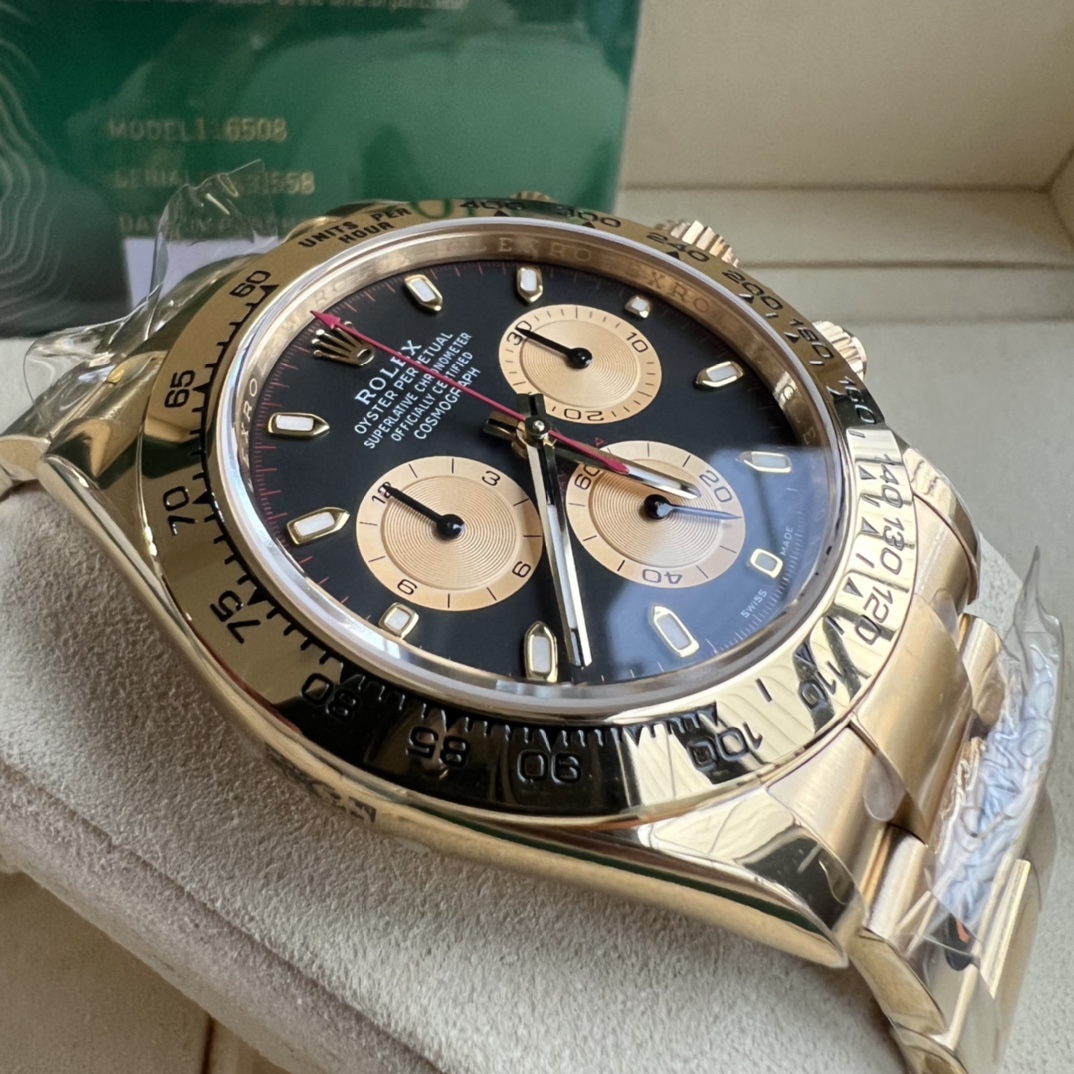 Rolex 原單 男款 Daytona 黑面金三眼計時腕錶 經典運動商務款| 11 Rolex 原單 男款 Daytona 黑面金三眼計時腕錶 經典運動商務款