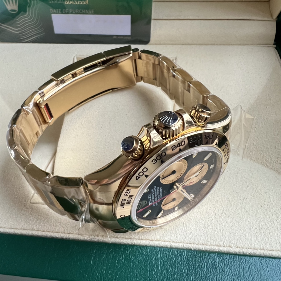 Rolex 原單 男款 Daytona 黑面金三眼計時腕錶 經典運動商務款| 9 Rolex 原單 男款 Daytona 黑面金三眼計時腕錶 經典運動商務款
