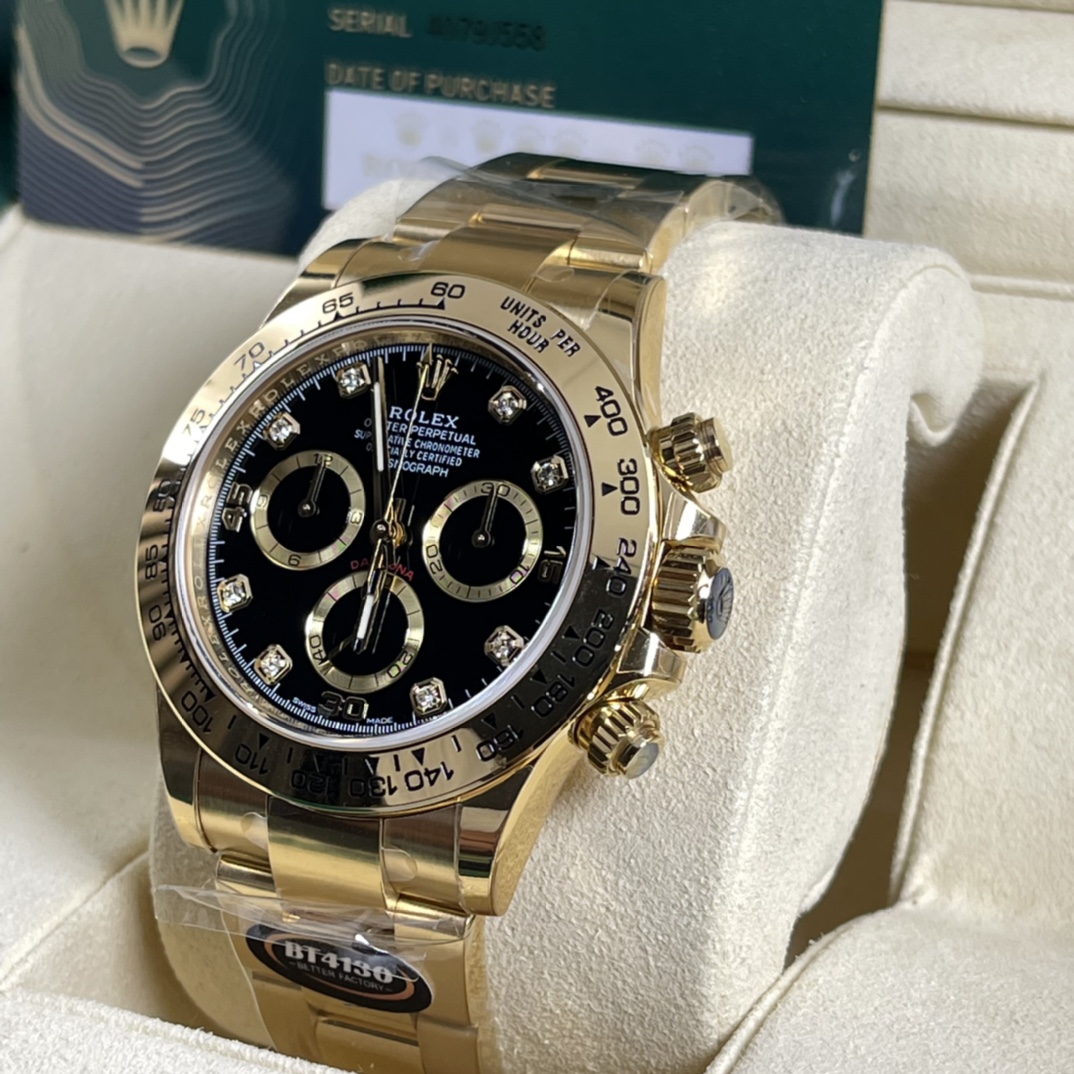 Rolex A貨 男款 Daytona 黑面鑽刻金殼計時腕錶 奢華高端款| 14 Rolex A貨 男款 Daytona 黑面鑽刻金殼計時腕錶 奢華高端款