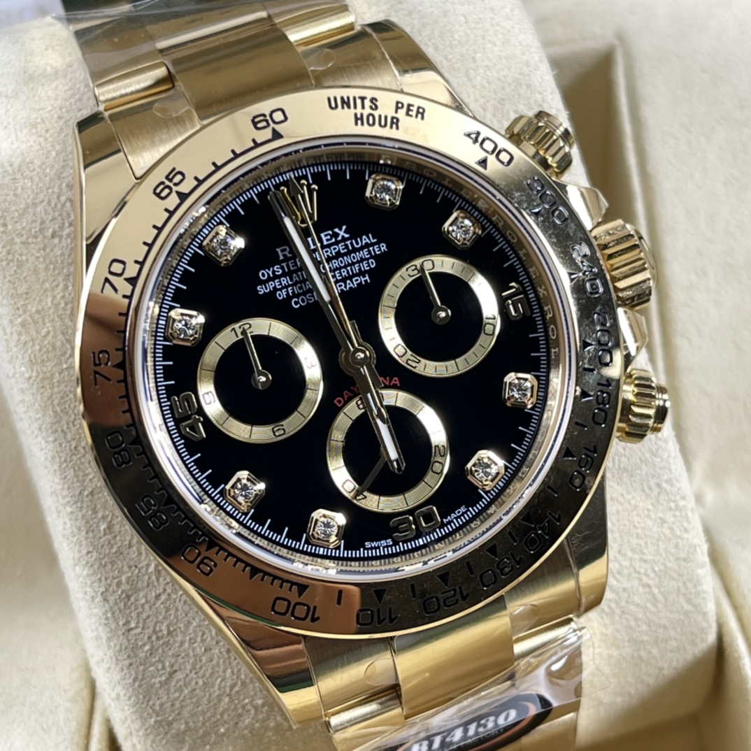 Rolex A貨 男款 Daytona 黑面鑽刻金殼計時腕錶 奢華高端款| 11 Rolex A貨 男款 Daytona 黑面鑽刻金殼計時腕錶 奢華高端款