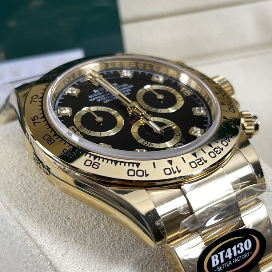 Rolex A貨 男款 Daytona 黑面鑽刻金殼計時腕錶 奢華高端款| 10 Rolex A貨 男款 Daytona 黑面鑽刻金殼計時腕錶 奢華高端款