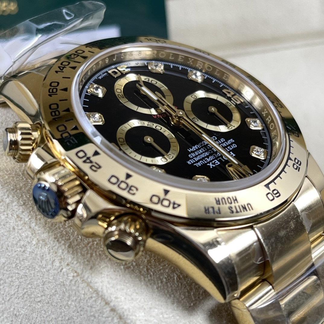 Rolex A貨 男款 Daytona 黑面鑽刻金殼計時腕錶 奢華高端款| 9 Rolex A貨 男款 Daytona 黑面鑽刻金殼計時腕錶 奢華高端款