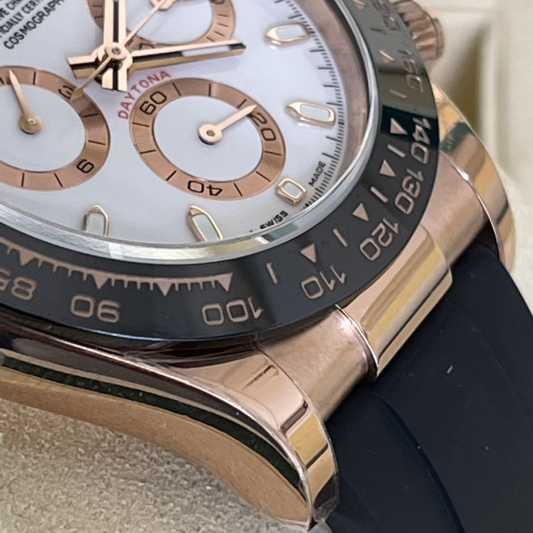 Rolex 一比一 男款 Daytona 白面玫瑰金橡膠帶計時腕錶 清爽時尚款| 11 Rolex 一比一 男款 Daytona 白面玫瑰金橡膠帶計時腕錶 清爽時尚款