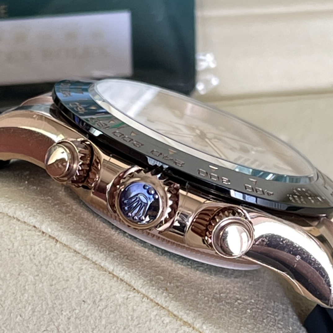 Rolex 一比一 男款 Daytona 白面玫瑰金橡膠帶計時腕錶 清爽時尚款| 9 Rolex 一比一 男款 Daytona 白面玫瑰金橡膠帶計時腕錶 清爽時尚款
