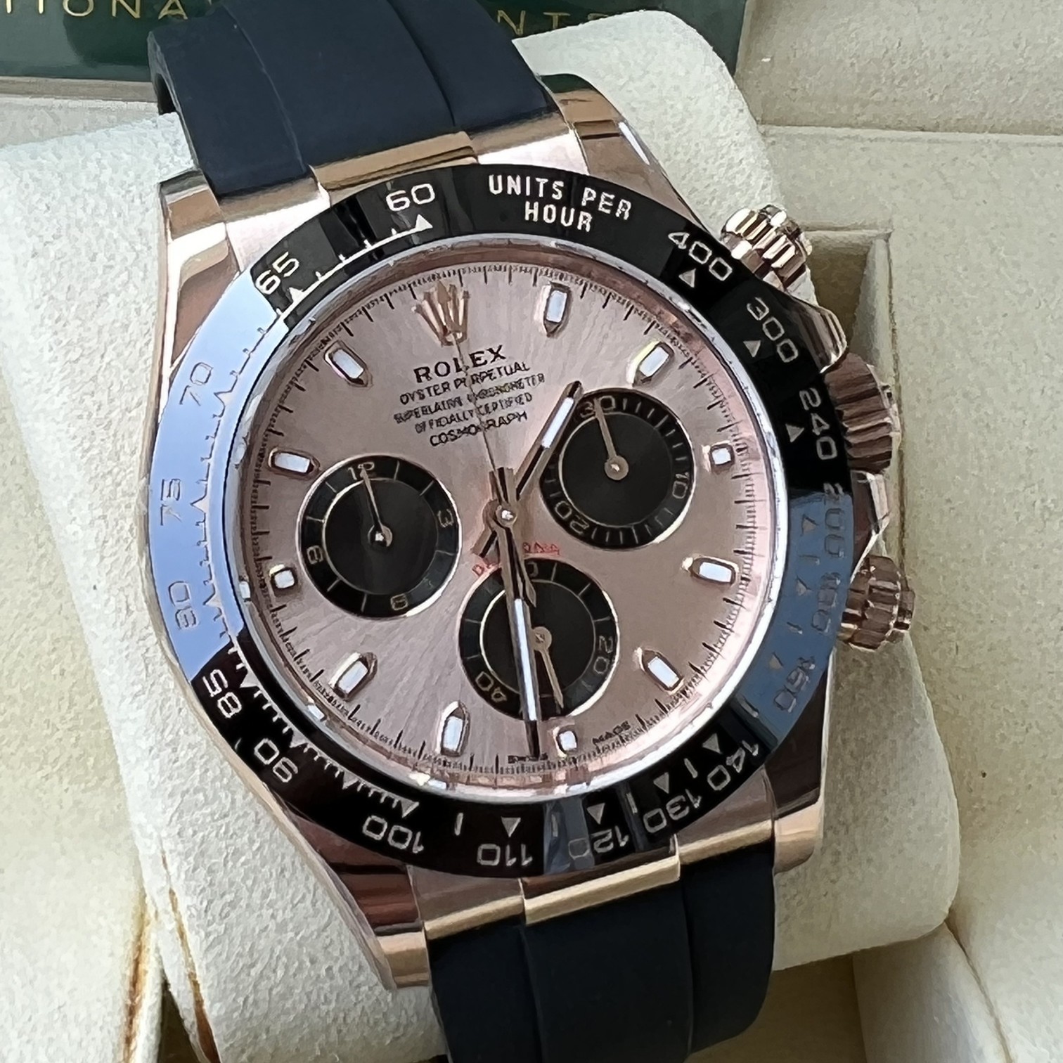 Rolex A貨 男款 Daytona 粉面黑圈橡膠帶計時腕錶 個性潮流款| 12 Rolex A貨 男款 Daytona 粉面黑圈橡膠帶計時腕錶 個性潮流款