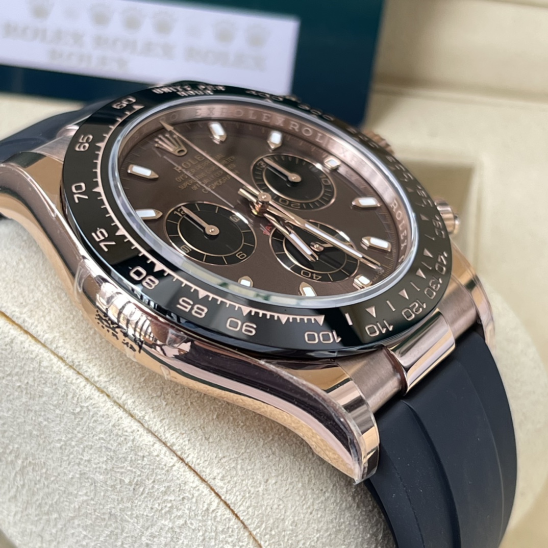 Rolex 高仿 男款 Daytona 咖啡面玫瑰金橡膠帶計時腕錶 成熟質感款| 9 Rolex 高仿 男款 Daytona 咖啡面玫瑰金橡膠帶計時腕錶 成熟質感款