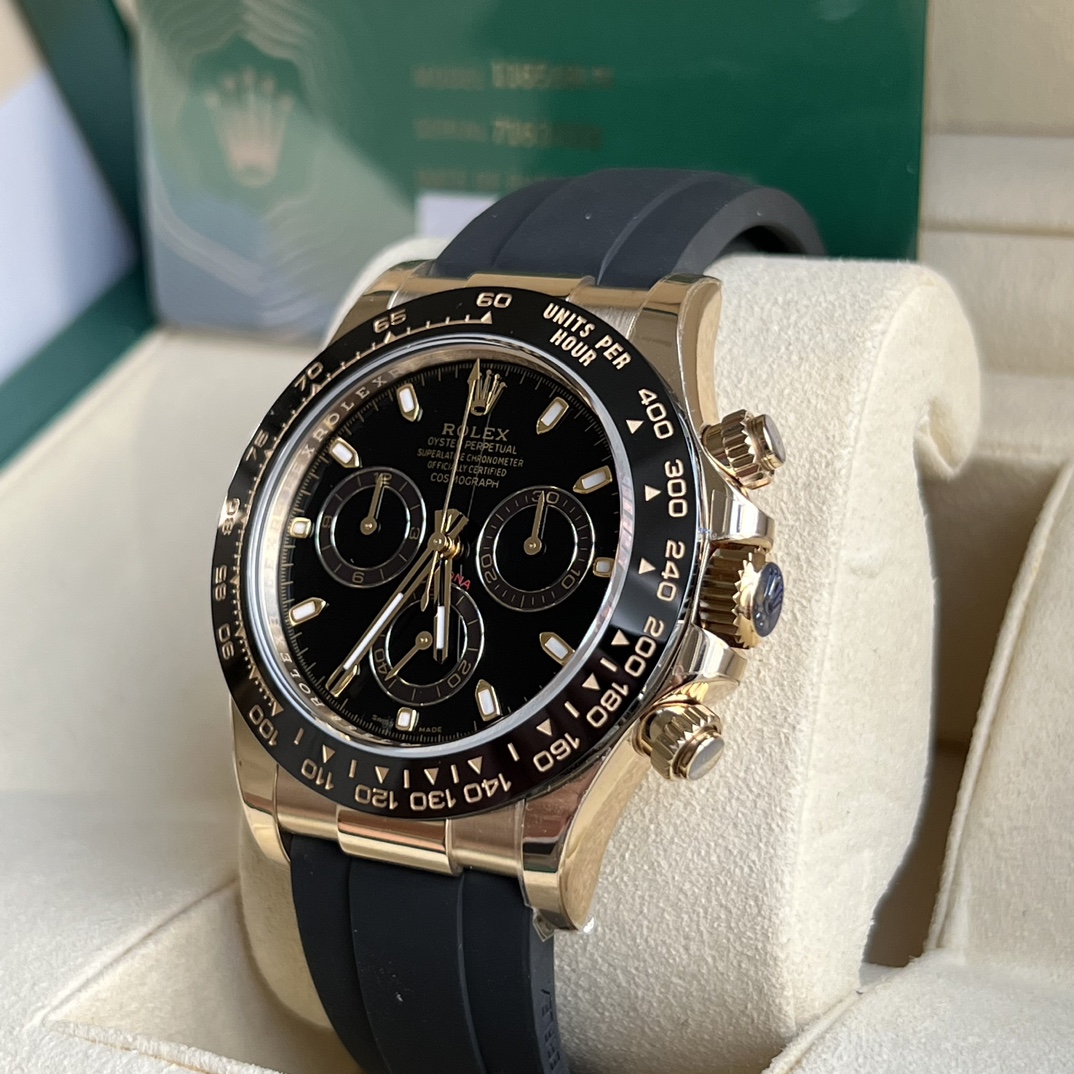 Rolex 高仿 男款 Daytona 黑面橡膠帶玫瑰金計時腕錶 經典運動款| 14 Rolex 高仿 男款 Daytona 黑面橡膠帶玫瑰金計時腕錶 經典運動款
