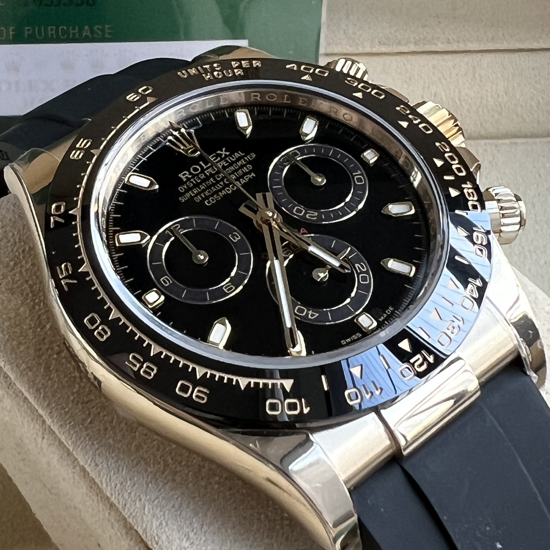 Rolex 高仿 男款 Daytona 黑面橡膠帶玫瑰金計時腕錶 經典運動款| 11 Rolex 高仿 男款 Daytona 黑面橡膠帶玫瑰金計時腕錶 經典運動款